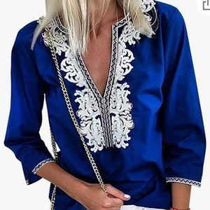 3/4 sleeve embroidered top